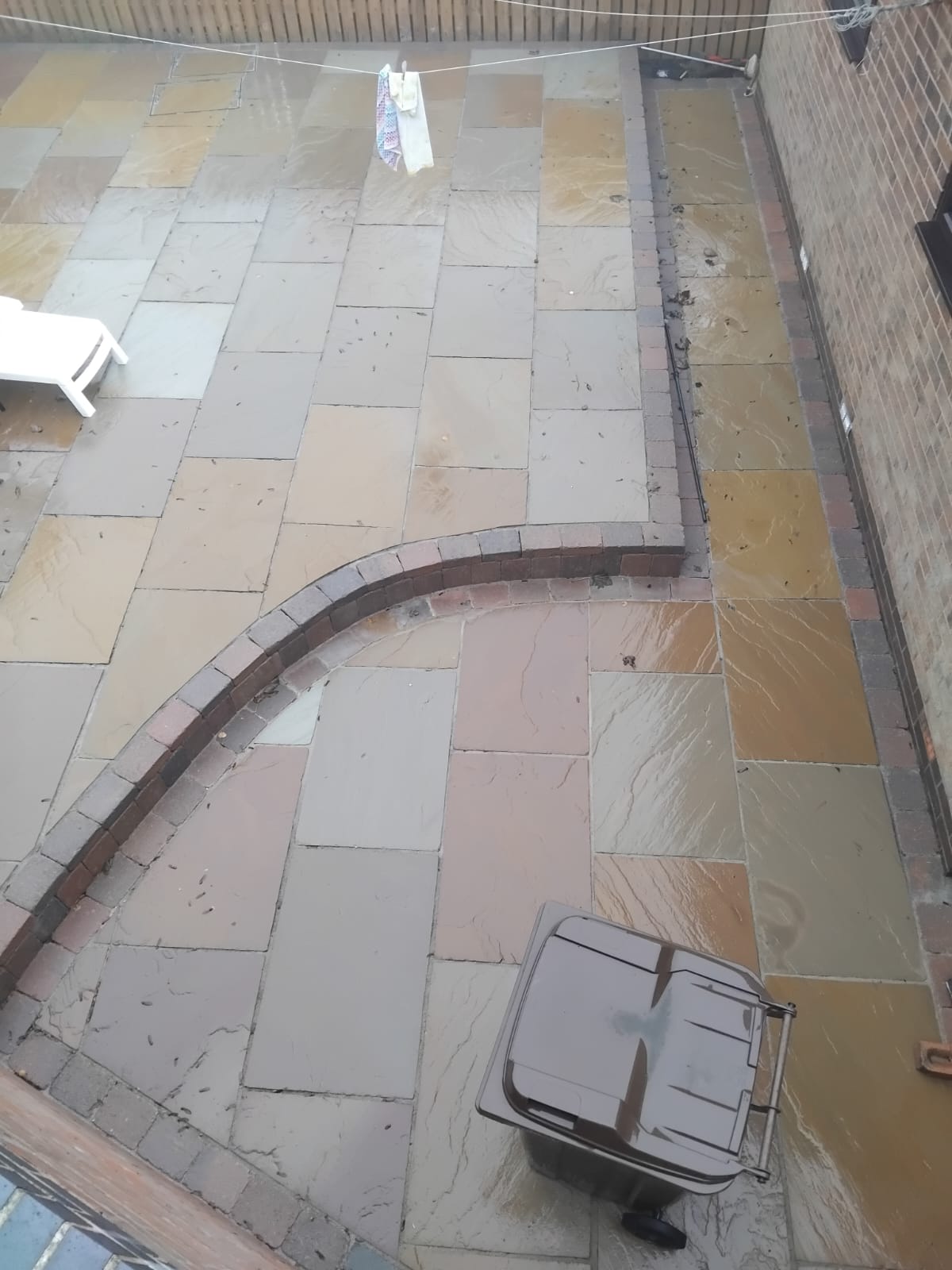Indian sandstone patio deep cleaned and re-sanded